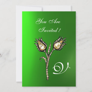 DIAMOND TULIPS MONOGRAM, Grönt Emerald Inbjudningar