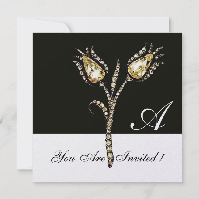 DIAMOND TULIPS MONOGRAM, ismetall Inbjudningar (Framsida)
