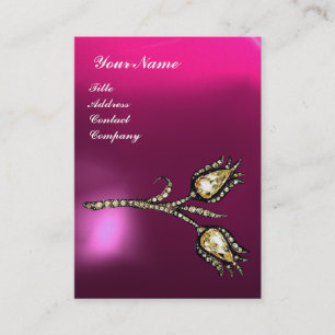 DIAMOND TULIPS MONOGRAM ,Rosa Fuchsia Lila Pearl Visitkort