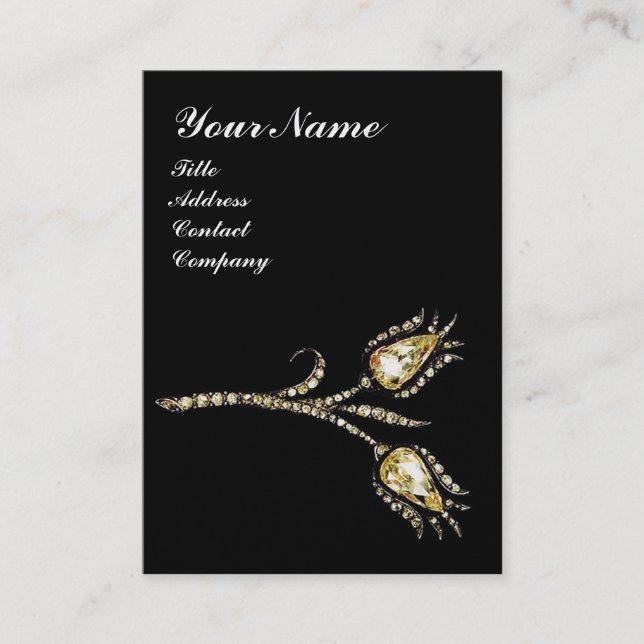 DIAMOND TULIPS MONOGRAM ,Svart,Vitt Pearl Visitkort (Framsida)