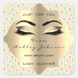 Diamond White Glitter Guld Lash Cleaner Makeup Fyrkantigt Klistermärke