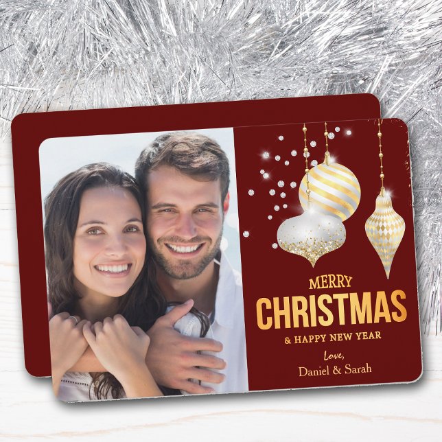 Diamond White Guld Julgran Lökar Photo Julkort (Skapare uppladdad)