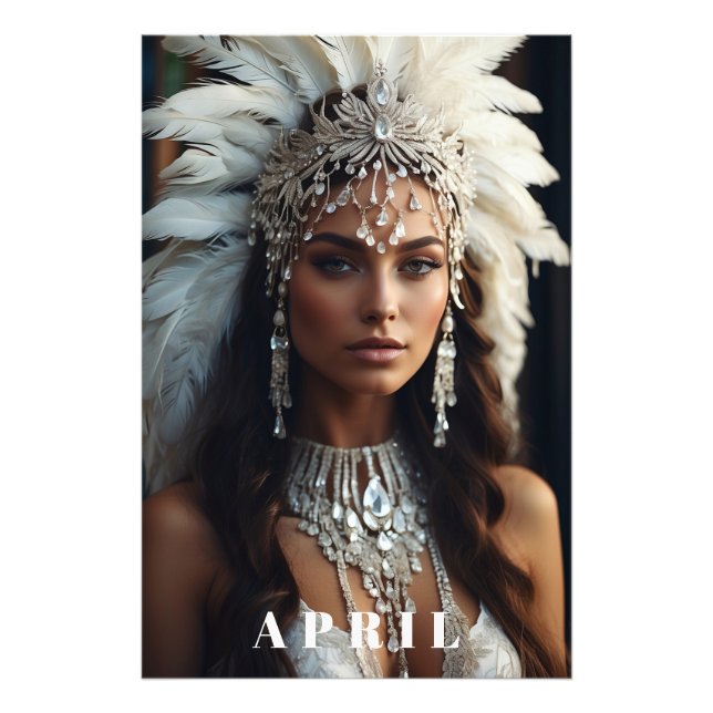 *~ DIAMOND Women AP53 Boho APRIL BIRTHDAY Fototryck (Framsidan)