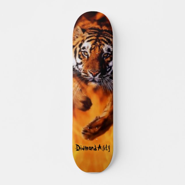 Diamondality flammande tigerskateboard old school skateboard bräda 21,6 cm (Framsida)