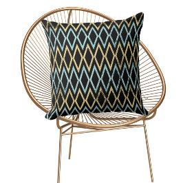 Diamonderna Aqua Teal Guld på Black Pillow Kudde