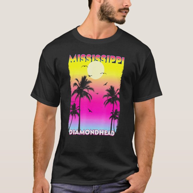 Diamondhead Mississippi, Summer Vintage Sunset T Shirt (Framsida)