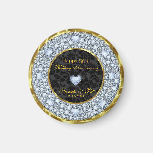 Diamonds Black Dam - 50:e Bröllop-årsdagen Guld Magnet