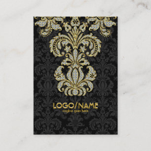Diamonds Black & Guld Mönster Blommigt Damasker Visitkort