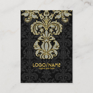 Diamonds Black & Guld Mönster Blommigt Damasker Visitkort