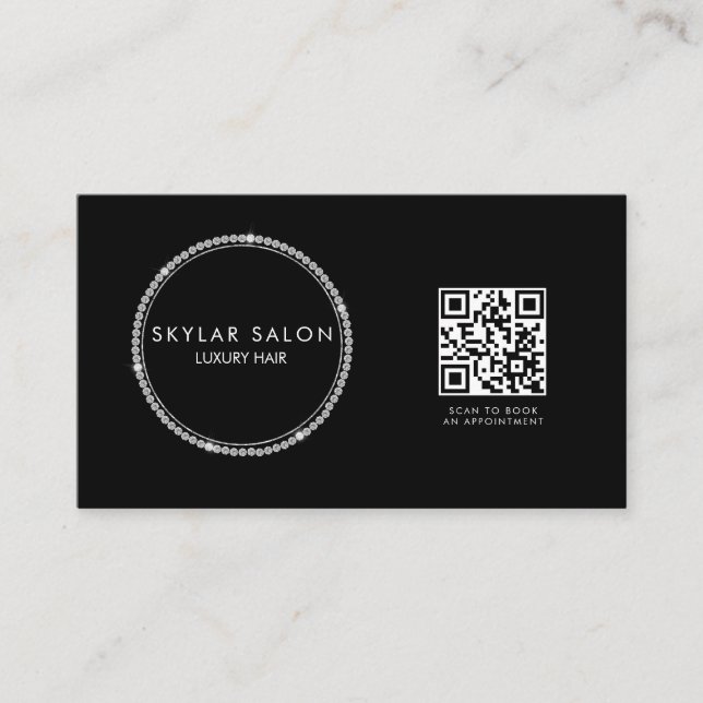 Diamonds Hair Salon Hair Extensions QR-kod Visitkort (Framsida)