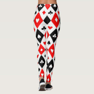 Diamonds Hearts Spades Klubbar Spelar upp kort Mön Leggings
