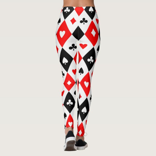 Diamonds Hearts Spades Klubbar Spelar upp kort Mön Leggings (Baksida)