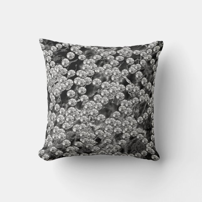 Diamonds Jewels Decor Silver Grått Marble Black VI Kudde (Framsida)