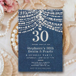 Diamonds Pearls Denim Glitz Glam 30års födelsedag Inbjudningar<br><div class="desc">En modern, elegant- och klassinbjudningsmall för 30års födelsedag-partier för kvinnor med denim-bakgrund, en kant med pärlor och diamanter (dessa är digitala effekter) och modern typografi i pärlvitt. En tema för "diamanter och pärlor" i chicen för en kvinna som fyller trettio år på sin trettioårsdag. Ett klassande party för en glam...</div>