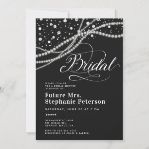 Diamonds Pearls Future Mrs Black Möhippa Inbjudningar