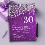 Diamonds Pearls Lila Glitter Chic 30års födelsedag Inbjudningar<br><div class="desc">En modern, elegant- och klassinbjuden lila glitter 30års födelsedag-partimall för kvinnor med en texturerad, glitterisk lila (digital effekt), pärlsträngar och diamanter (även digitala effekter) och modern typografi i vitt. En tema för "diamanter och pärlor" i chicen för en kvinna som fyller trettio år på sin trettioårsdag. Ett klassande party för...</div>