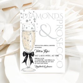Diamonds & Prosecco Elegant Bow Bröllopsdusch Inbjudningar