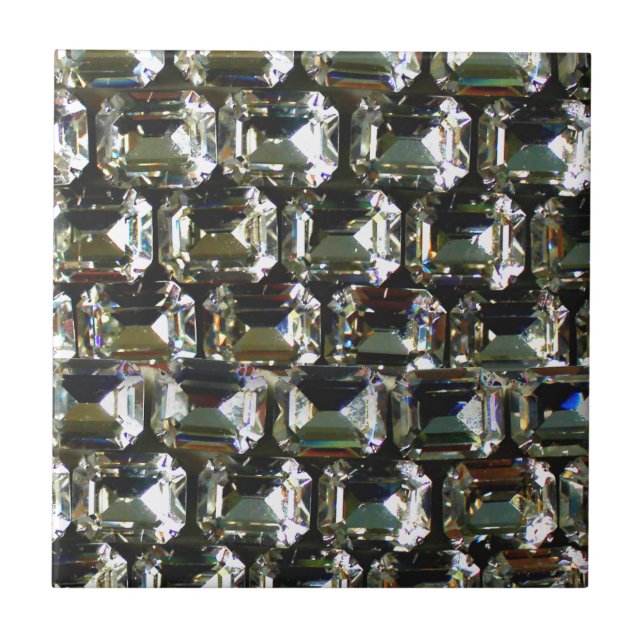 Diamonds rhinestones elegant gemstones mönster kakelplatta (Framsidan)