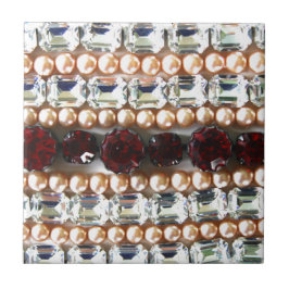 Diamonds Rhinestones pearls vintage juveler Kakelplatta