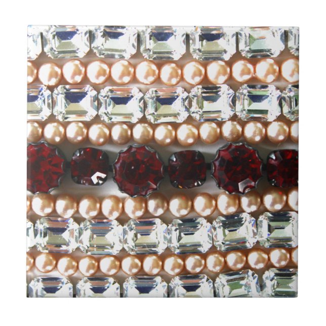 Diamonds Rhinestones pearls vintage juveler Kakelplatta (Framsidan)