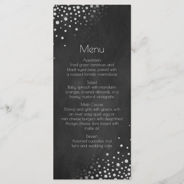 Diamonds Silver Chalkboard Menu | Meny (Framsida)