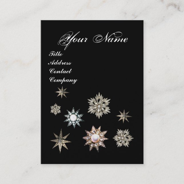 DIAMONDSTARS OCH FEATHERS MONOGRAM, rosa, pärlor Visitkort (Framsida)