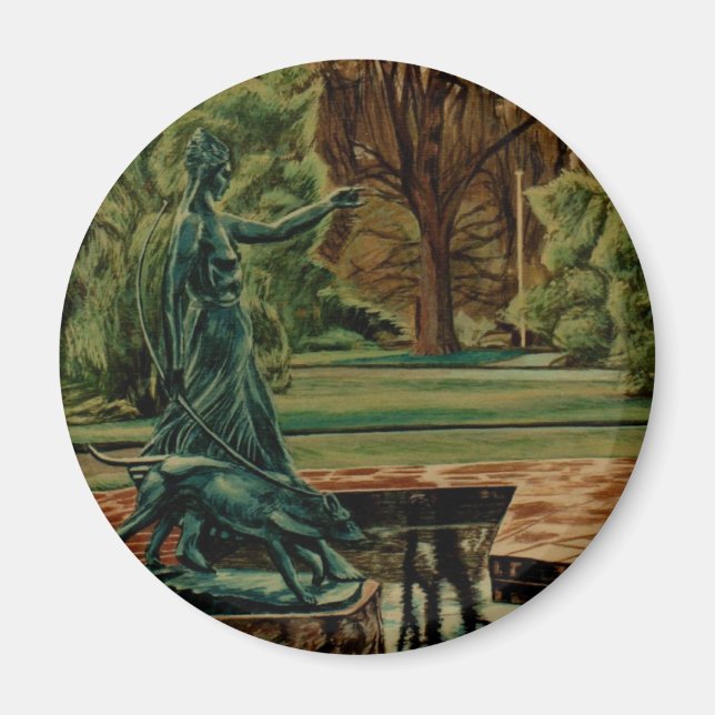 Diana Artemis Sculpture in Gardens Magnet (Framsidan)