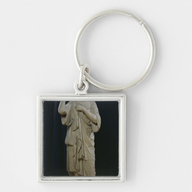 Diana av Gabii Fyrkantig Silverfärgad Nyckelring (Framsidan)