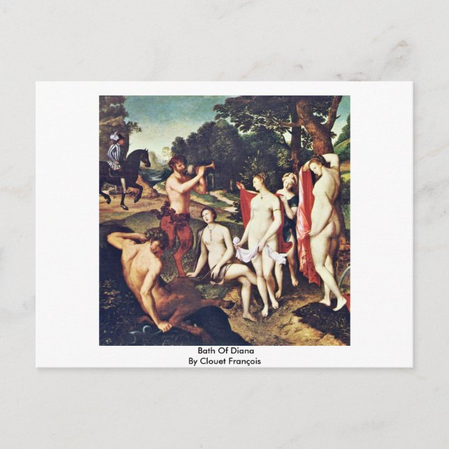 Diana Bath av Clouet François Vykort (Framsida)