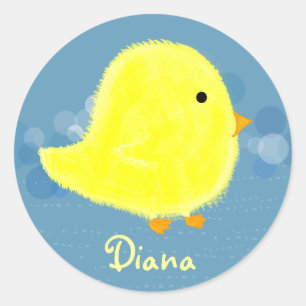 Diana Cute Baby Chick Sticker Runt Klistermärke