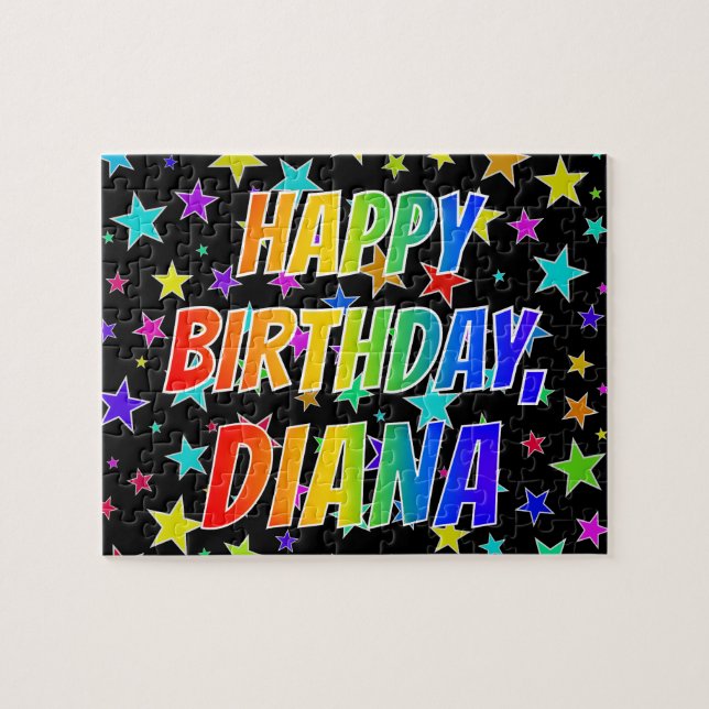 "DIANA" Första Namn, Roligten "GRATTIS PÅ FÖDELSED Pussel (Horisontell)