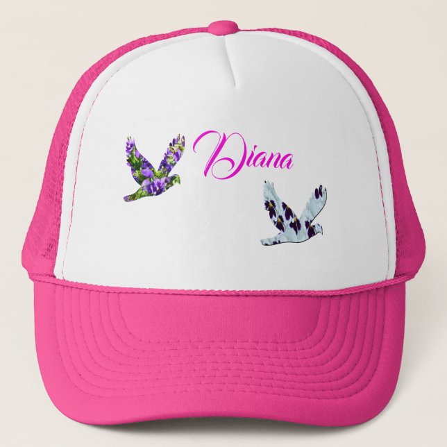 Diana, Girls Namn Logotyp med Doves Keps (Framsida)