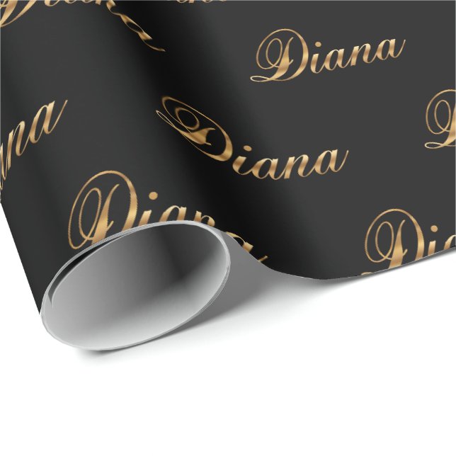 Diana gold Design Lettering Geschenkpapier Presentpapper (Rullad Hörn)