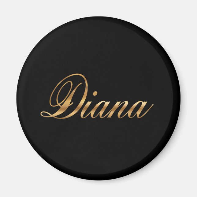 Diana guld Design Lettering Magnet (Framsidan)