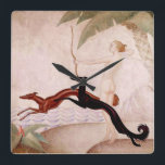 Diana Huntress Art Deco Clock Fyrkantig Klocka<br><div class="desc">Den häpnadsväckande Art Deco-klockan för Borzoi älskare.</div>