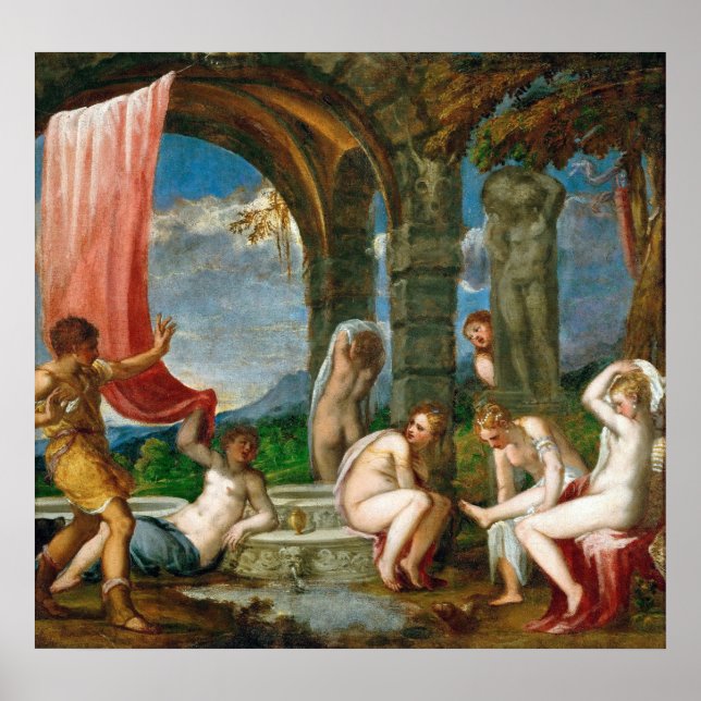 Diana och Actaeon - Andrea Schiavone - c1550 Poster (Framsidan)