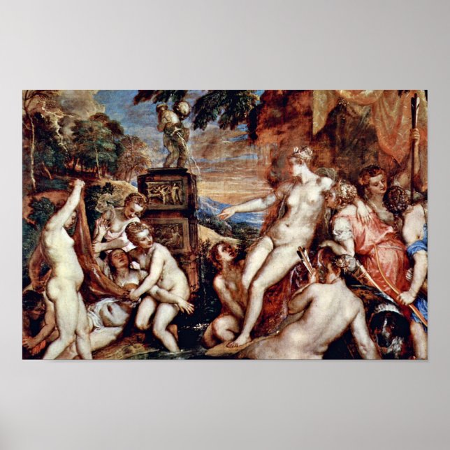 Diana och Callisto från Tizian (bästa kvalitet) Poster (Framsidan)