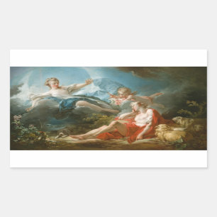 Diana och Endymion av Jean-Honoré Fragonard Rektangulärt Klistermärke