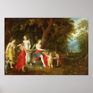 Diana och henne jungfruar, efter jakten, 1626 poster