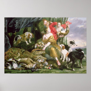 Diana och hennes handbjörnar efter jakten poster