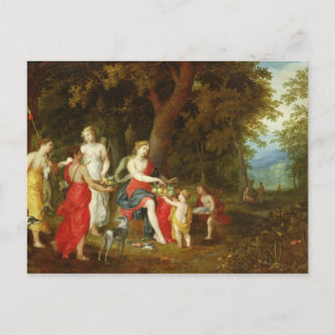 Diana och hennes jungfrur, efter jakten, 1626 vykort