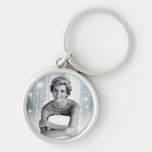 Diana, prinsessan av Wales 1990, stiliserad Rund Silverfärgad Nyckelring
