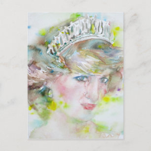 diana,prinsessan av wales - vattenfärgen porträtt. vykort