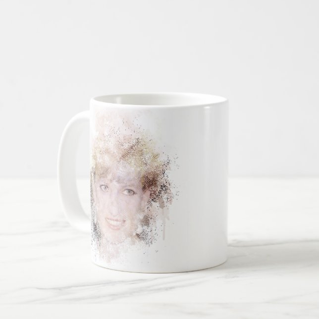 Diana The People's Princess Watercolor Porträtt Co Kaffemugg (Framsida vänster)