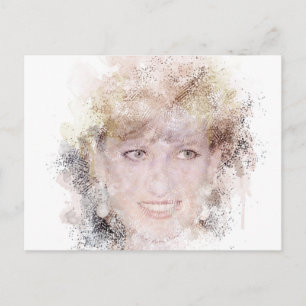 Diana The People's Princess Watercolor Porträtt Vykort