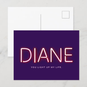 Diane, du tände mitt liv nära ljus. vykort