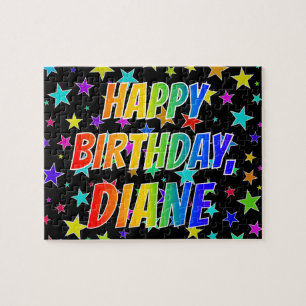 "DIANE" Första Namn, Roligt "GRATTIS PÅ FÖDELSE Pussel