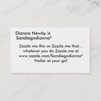 Dianna Newby är, Sandiegodianna*, Zazzle mig Visitkort