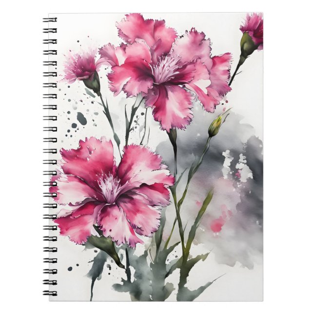 Dianthus - Akvarellblommor Anteckningsbok (Framsidan)