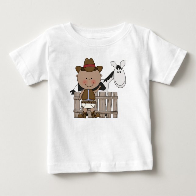 Diaper Derby Cowboy Pony Infant Småbarn Boys Tee Shirt (Framsida)